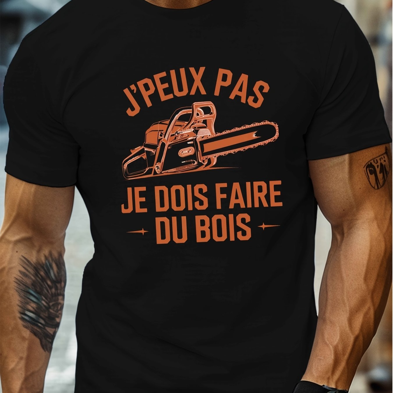 TEMU T-shirt décontracté pour homme avec motif de tronçonneuse et de bois pour l'été