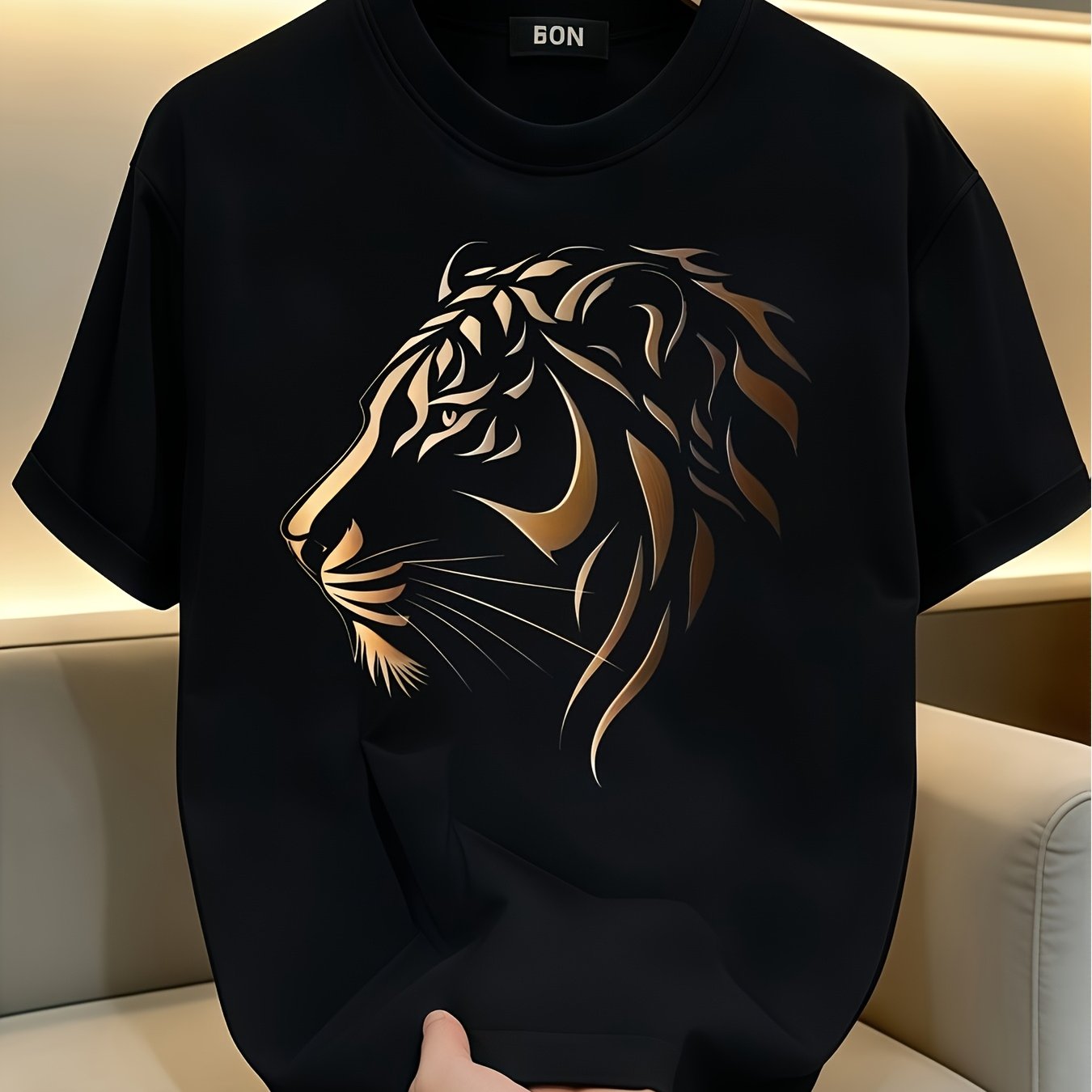 TEMU Men's T Shirt Summer Short Sleeved Trendy Fashion Slim Fit Slimming Daily Casual Versatile 2026 New Hot Stamping Pattern Shows Domineering