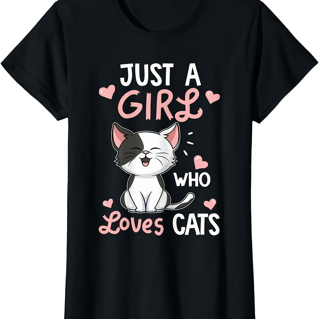 TEMU Who Cats Tshirt Cute Cat Lover Gifts T-shirt Short Sleeve Top For Daily Activities Crew Neck Drop Shoulder Short Sleeve - Versatile Men T-shirt