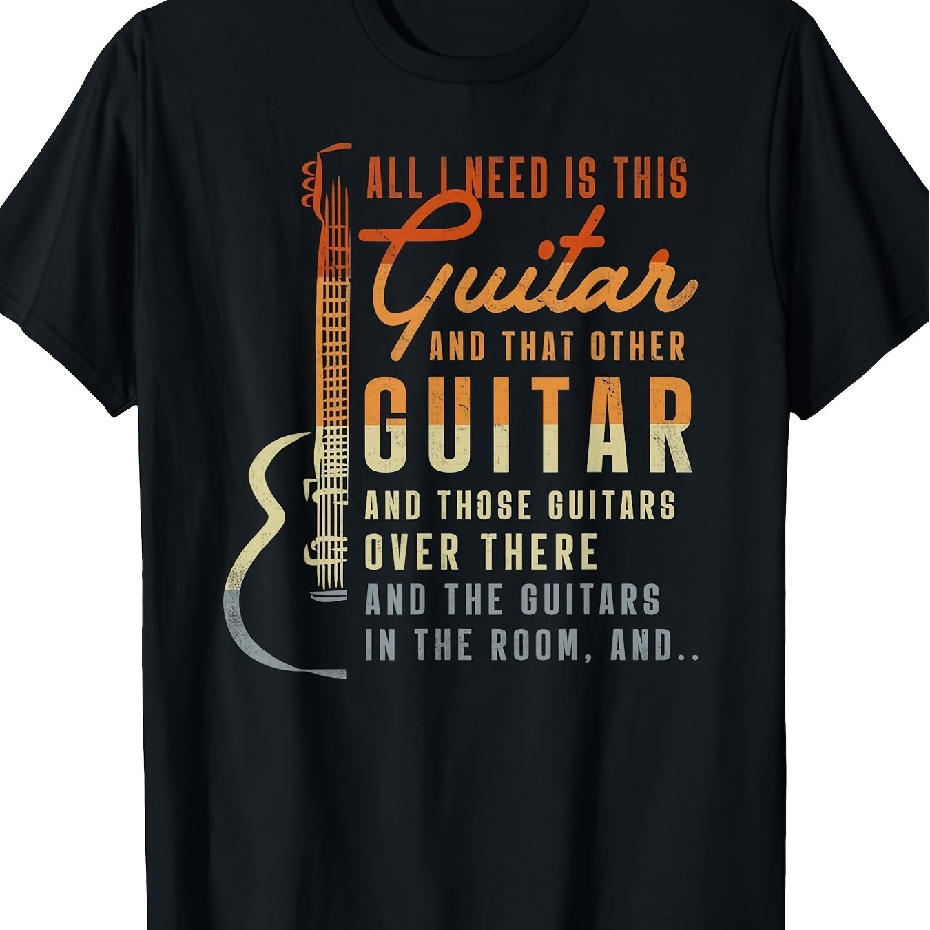 TEMU Men's Funny Guitar Lover T Shirt Is This Guitar Music Band Graphic With Electric Guitar Print Loose Neck Casual Shirt For Musicians Music Fans