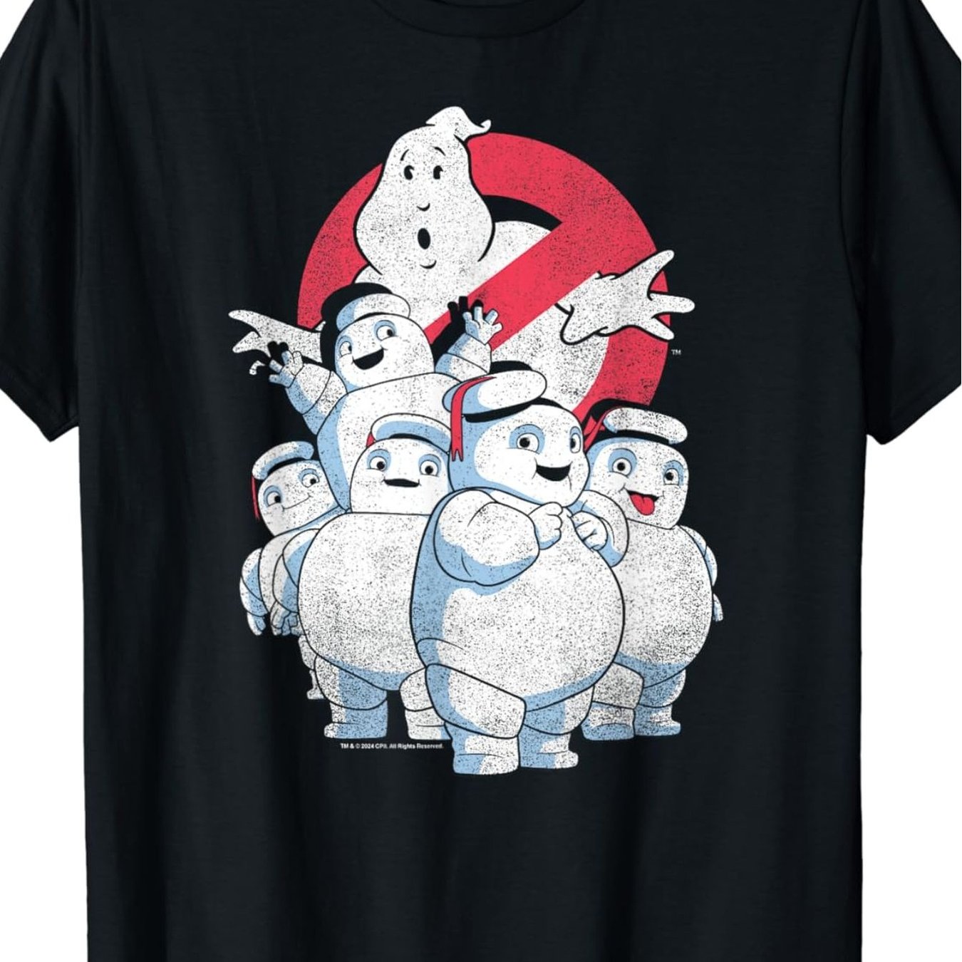 TEMU 2026 Large-sized Men's And 's Universal T-shirtstay Puft Marshmallow Men Vintage T-shirt Casual Crew Neck Slight Stretch Fabric Regular Pattern
