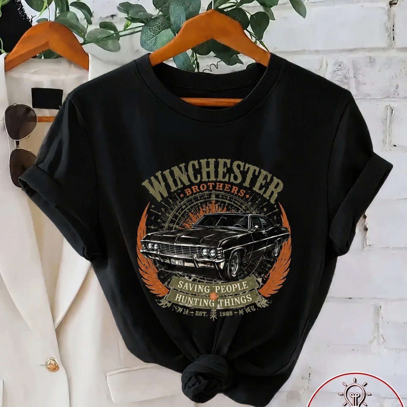 TEMU T-shirt graphique Winchester Brothers Saving People Hunting Things, cadeau pour les amateurs de voitures classiques