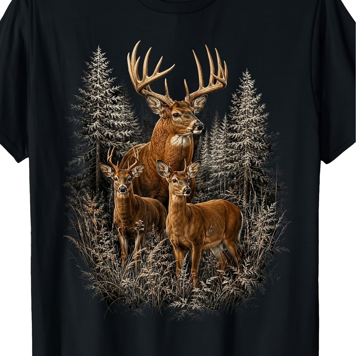 TEMU T-shirt de chasse avec cerf de à queue blanche majestueux et forestière