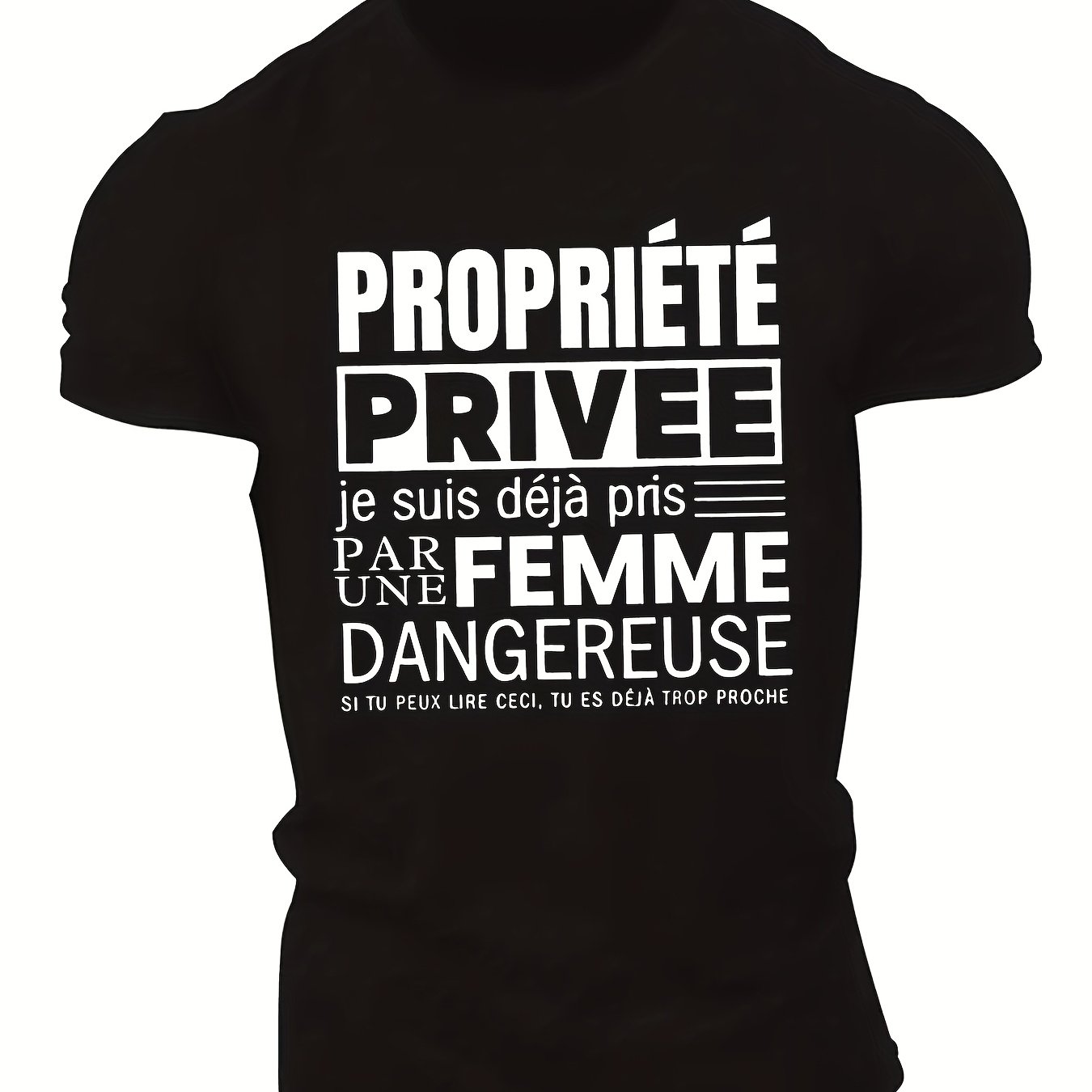 TEMU Men's Humorous French Quote T Shirt Property Are Graphic Casual Crew Neck Lightweight Polyester Summer Wear White With Black Text Casual Summer