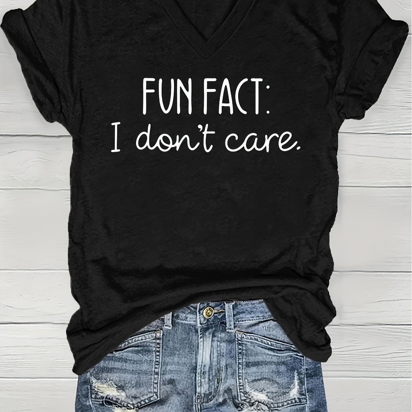 TEMU T-shirt 'T Care Col Rond Tendance et Polyvalent Cadeaux pour votre Cher Ami, Coupe Ample et Confortable, Design Tendance, Respirant, T-shirt