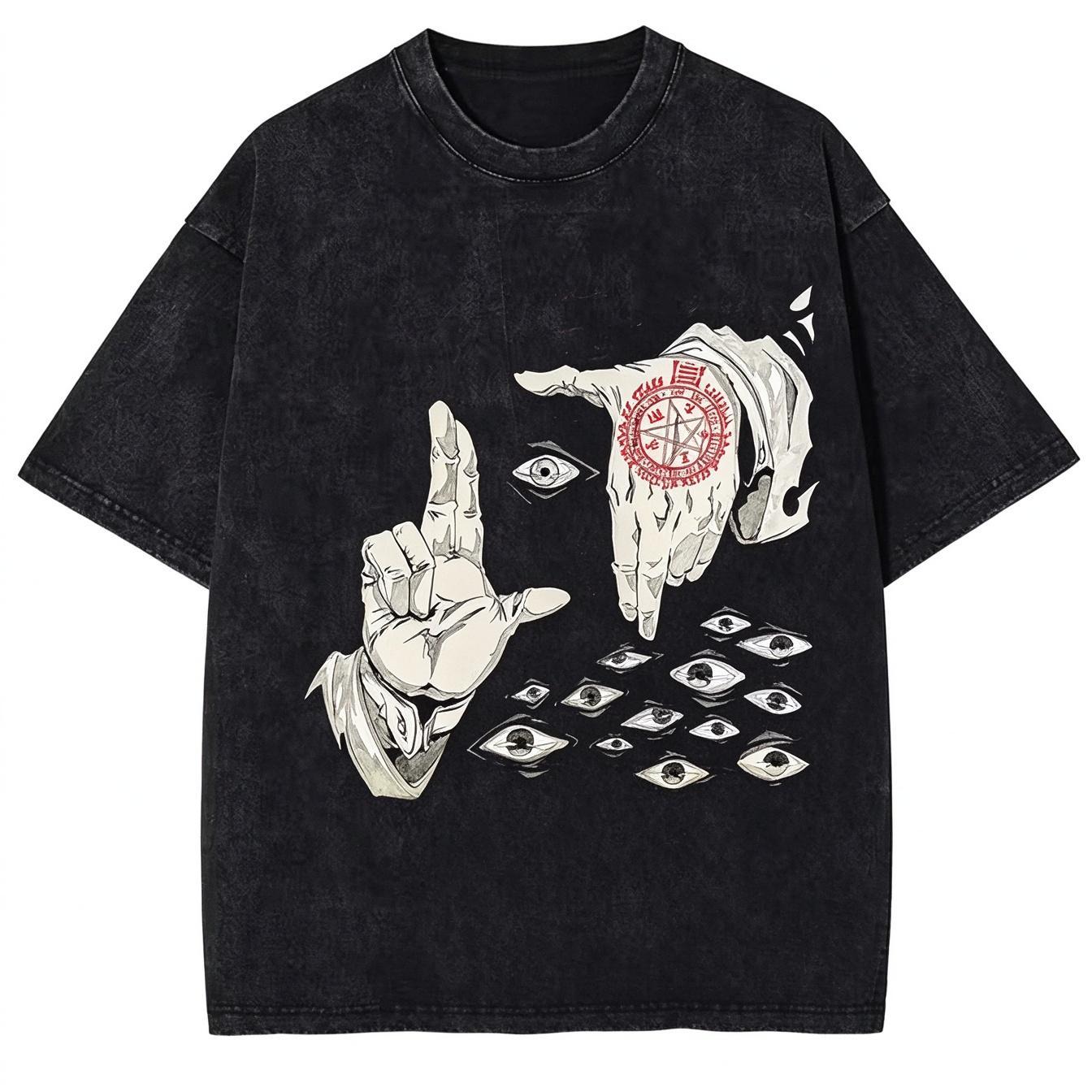 TEMU Men's Vintage Graphic Washed T Shirt Featuring Alucard From Made Of Perfect For Casual Streetwear In Harajuku Style