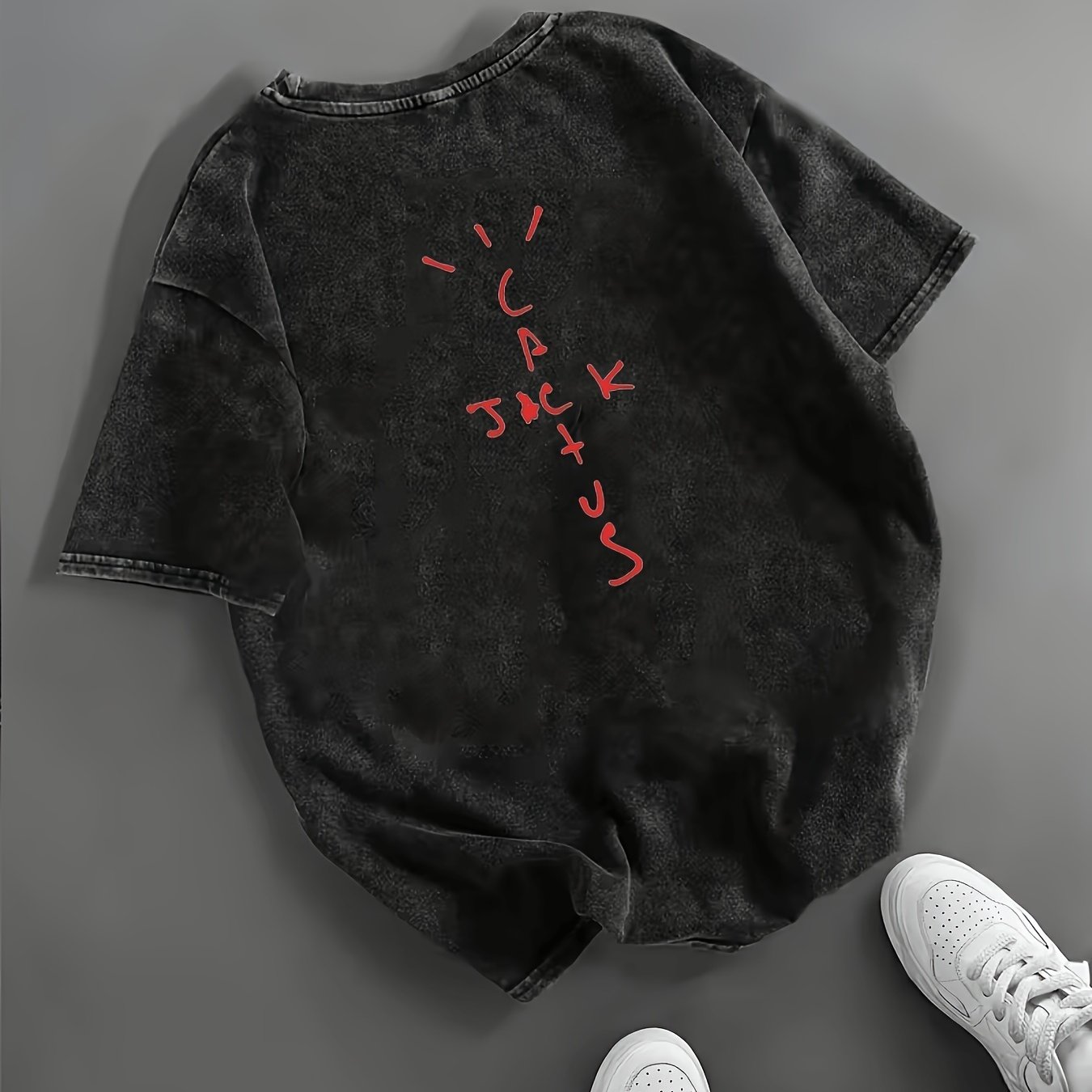 TEMU T-shirt délavé surdimensionné pour homme unisexe Hiphop à manches courtes, haut cadeau, look « Mom I Can Fly » K39