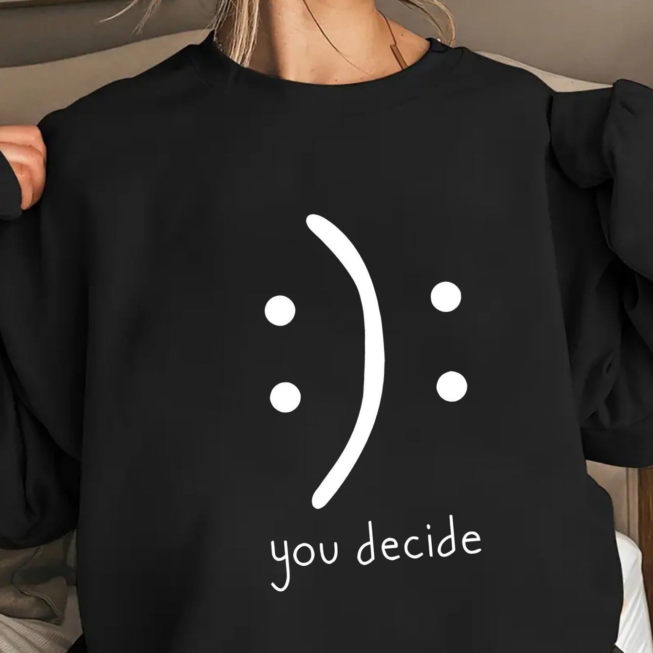 TEMU T-shirt graphique amusant et drôle "Vous décidez", tenue décontractée de tous pour les amateurs de design minimaliste