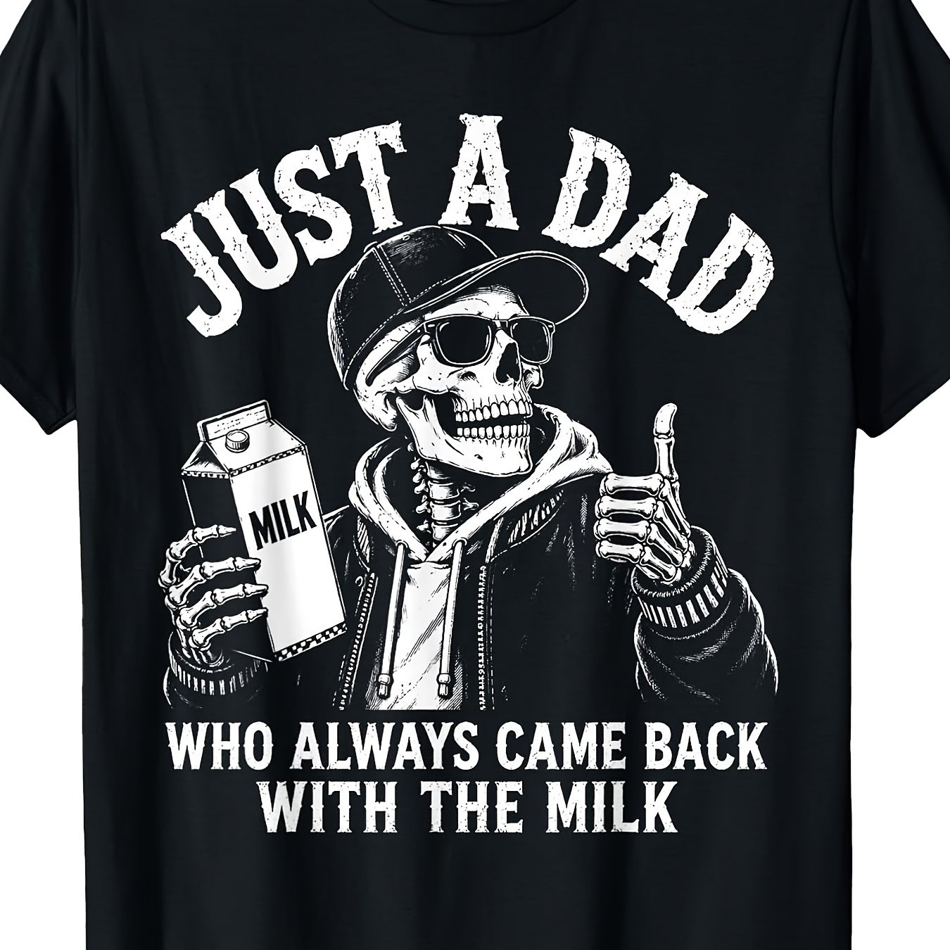 TEMU T-shirt Rétro Squelette « un papa qui revenait toujours avec » - T-shirt décontracté à col ras du cou imprimé