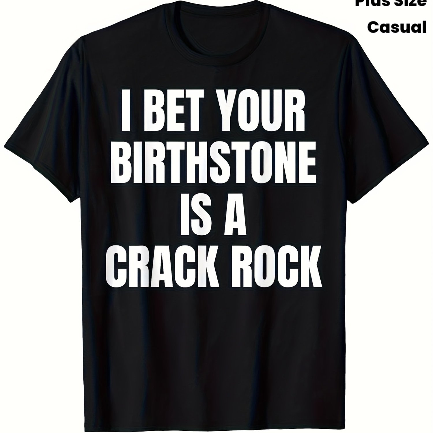 TEMU Statement T-shirt – Black Short-sleeve Crew Neck, Casual Loose Fit, Plus Size | Fun Quote T-shirt | Unique Graphic Tee For Personality And Style