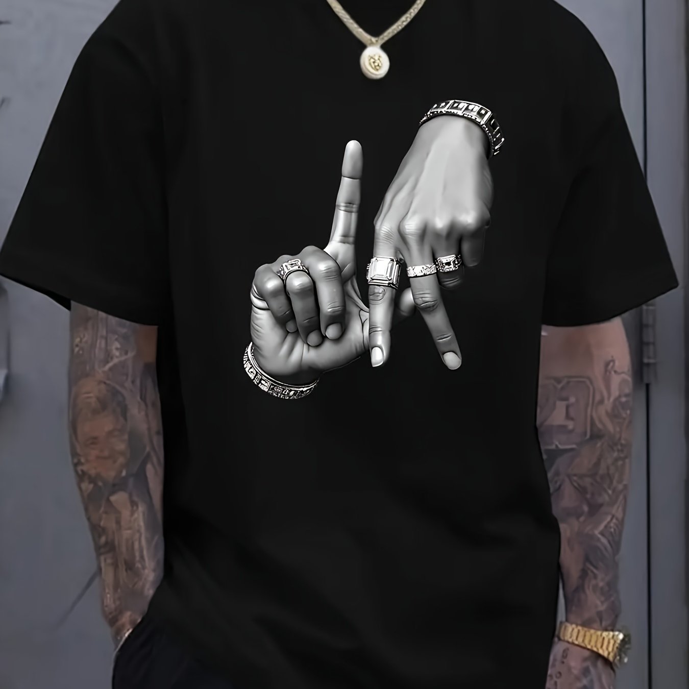 TEMU T-shirt graphique unisexe Urban Edge (Impression de de ) – Noir, manches courtes, coupe , streetwear, ambiance décontractée | T-shirt tendance
