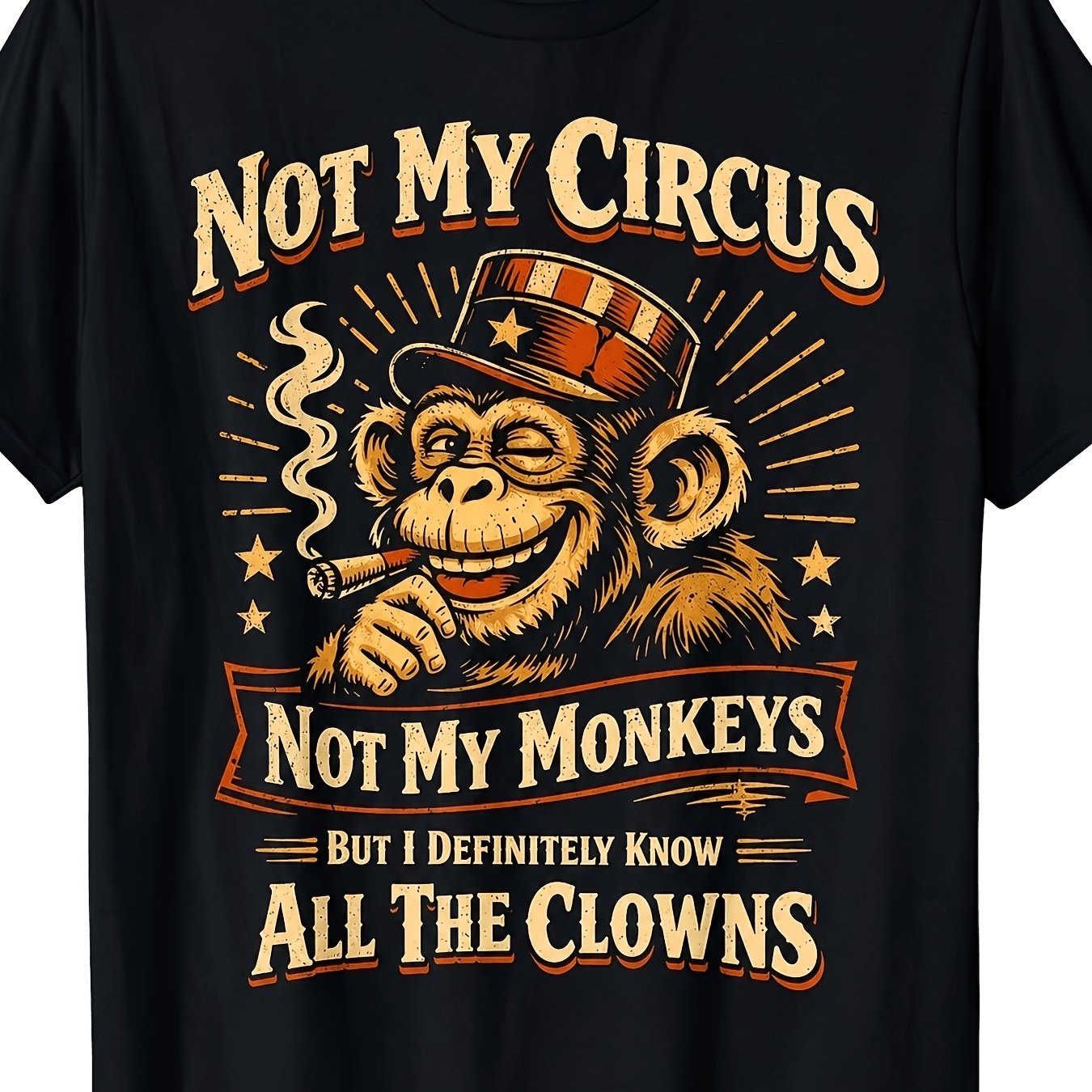 TEMU T-shirt à col rond pour , Big And Tall, "Pas mon cirque, pas mes , mais je pour tous ". T-shirt amusant, cadeau , sortie décontractée, nouveau
