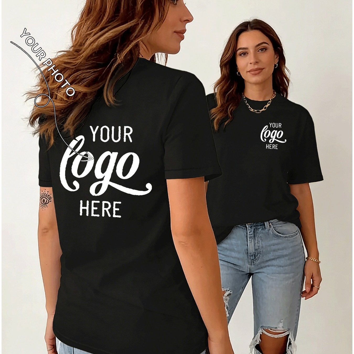 TEMU Custom T-shirt, , Stylish Short-sleeve, Personalized Logo Area, Perfect For Branding And Promotions, High-quality Fabric, Suitable For Casual ,
