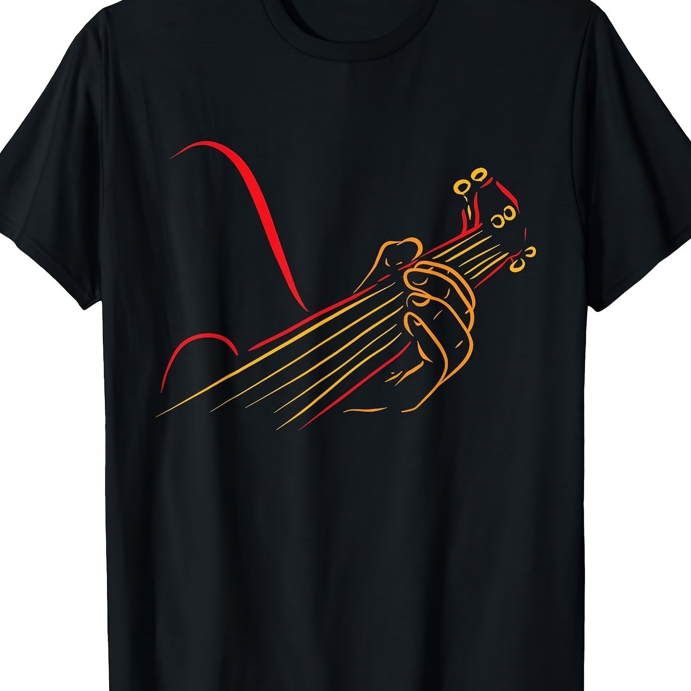 TEMU T-shirt Guitariste Jouant de la Guitare Vie Cadeau Amusant T-shirt de Boutique de Mode Tenue Décontractée T-shirt à Col Rond Imprimé à Motif