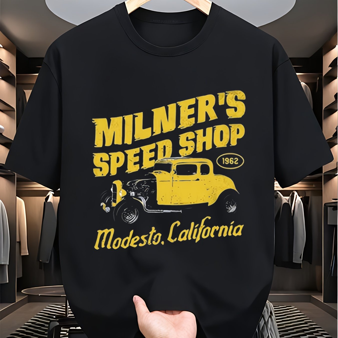 TEMU Milner Speed House Vintage Car T Shirt Vintage Round Neck S Soft And Comfortable For Everyday Wear Perfect Gift For Mechanics And Retro Fans