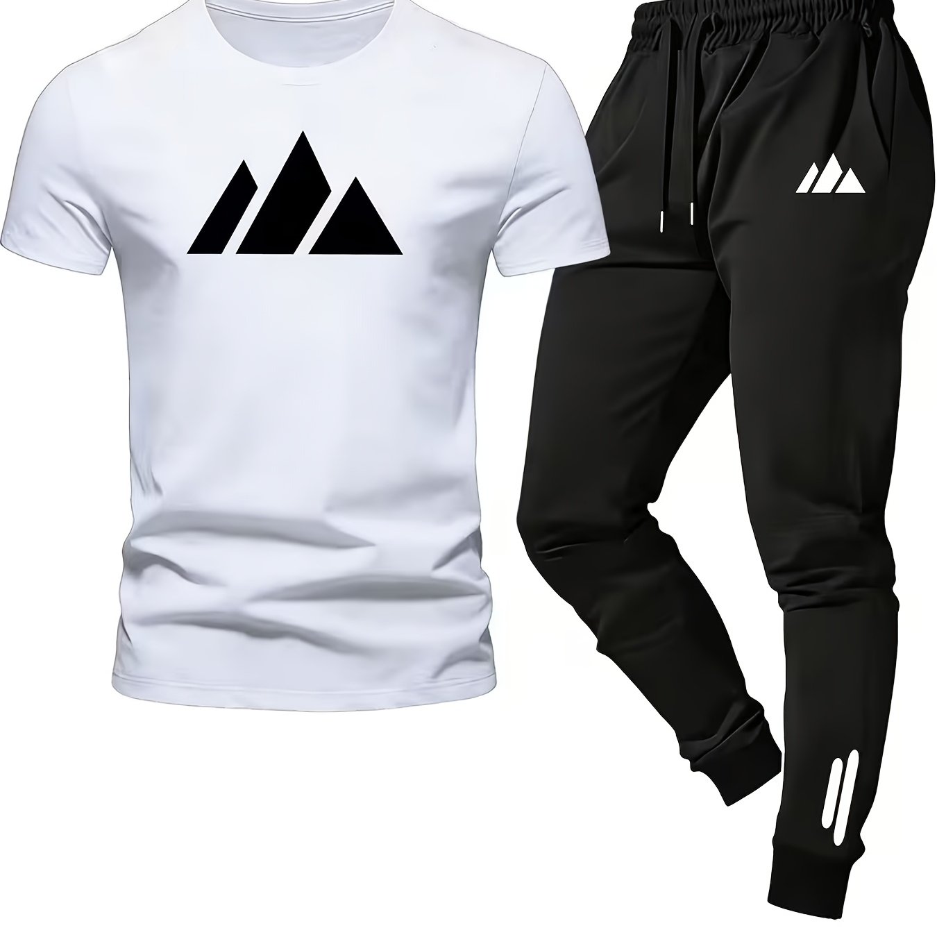 TEMU T-shirt unisexe à imprimé géométrique, 100 % coton à col ras du cou, t-shirt décontracté léger et respirant pour homme et femme, vêtement ,