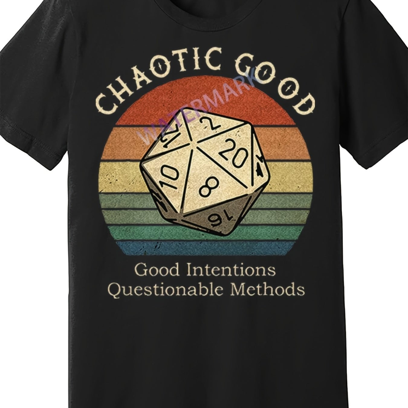 TEMU T-shirt Rétro pour Homme à Motif RPG Good, T-shirt Amusant Cristal avec Dés, Noir, Décontracté, Coupe Ample Adaptée aux Joueurs, pour Jeux de