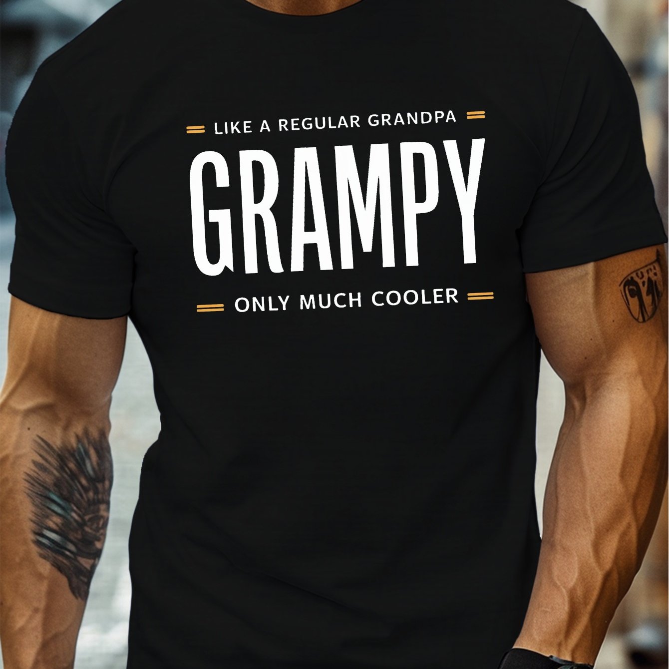 TEMU T-shirt unisexe décontracté imprimé (Style ) – Noir, manches courtes, col rond pour grands-pères, tendance, Coupe décontractée | T-shirt Cool |