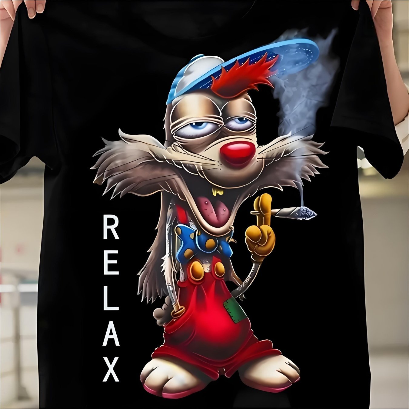 TEMU T-shirt noir à manches courtes pour homme - décontracté avec ce T-shirt noir ludique mettant en un en colorée et casquette de baseball, avec