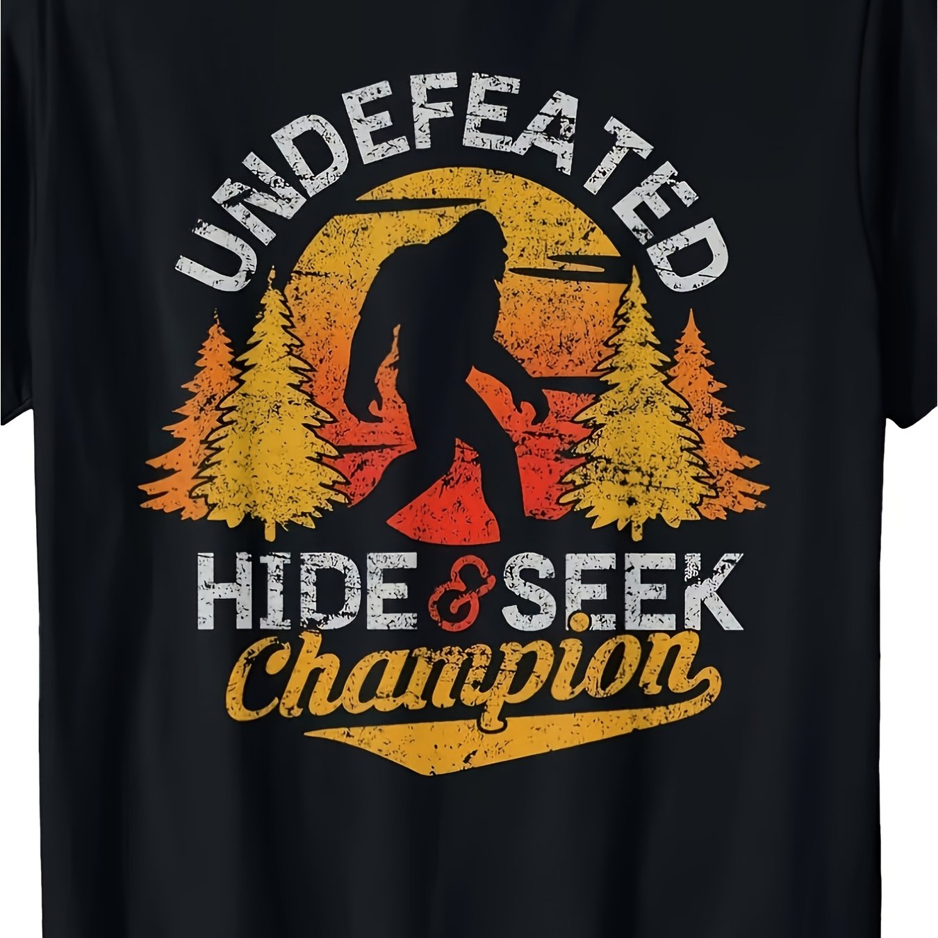 TEMU T-shirt Sasquatch pour Homme, Imprimé , Respirant, Col Rond, Décontracté pour Extérieur et Salle de Sport, Noir, Vêtement de Cryptozoologie pour