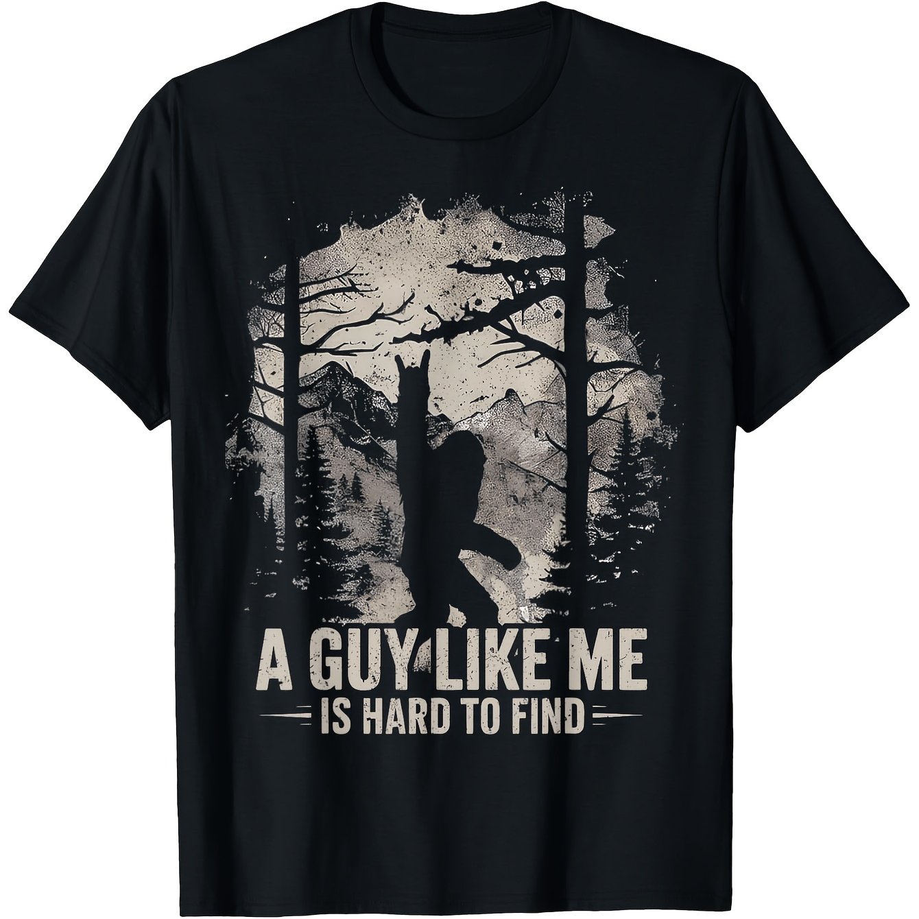 TEMU T-shirt Sasquatch Amusant pour Hommes - Un Type de Mon Est Difficile à , Design avec Silhouette d'Épinette, T-shirt Décontracté d'Extérieur,