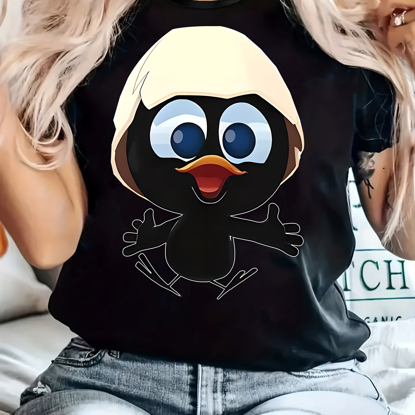 TEMU T-shirt décontracté pour femme de grande taille, col rond, manches courtes, tissu légèrement élastique, style régulier, haut confortable pour