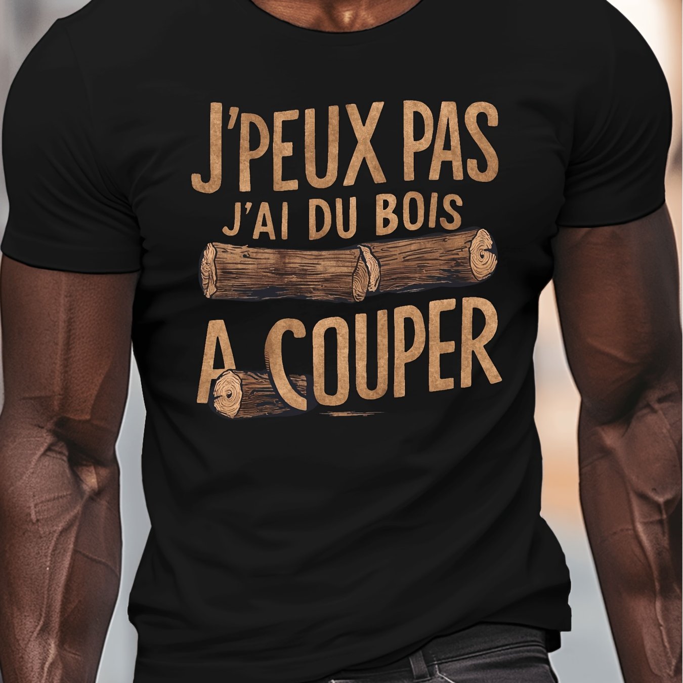 TEMU T-shirt à col rond avec illustration de sur bois, haut décontracté, confortable et léger pour l'été