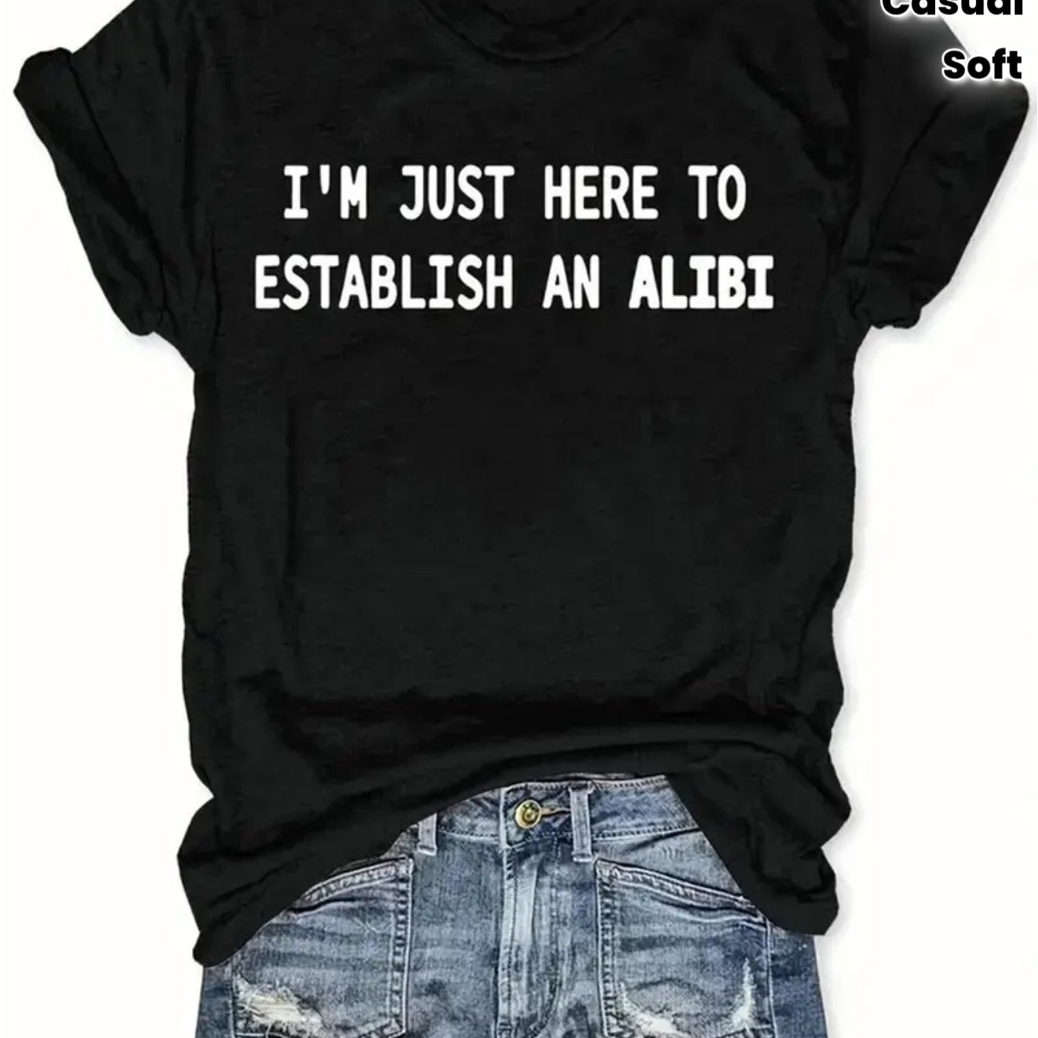TEMU Unisex Casual Statement T-shirt (humorous Quote) – Black Short-sleeve Crew Neck , Trendy Graphic Tee, Relaxed Fit | T-shirt | Comfortable And