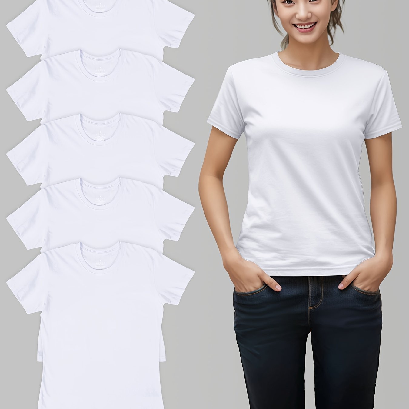 TEMU T-shirt , Polyvalent, , Tissu Doux et Lisse, T-shirt Tendance, T-shirt Style Facile, Ambiance Décontractée, T-shirt Toutes Saisons.