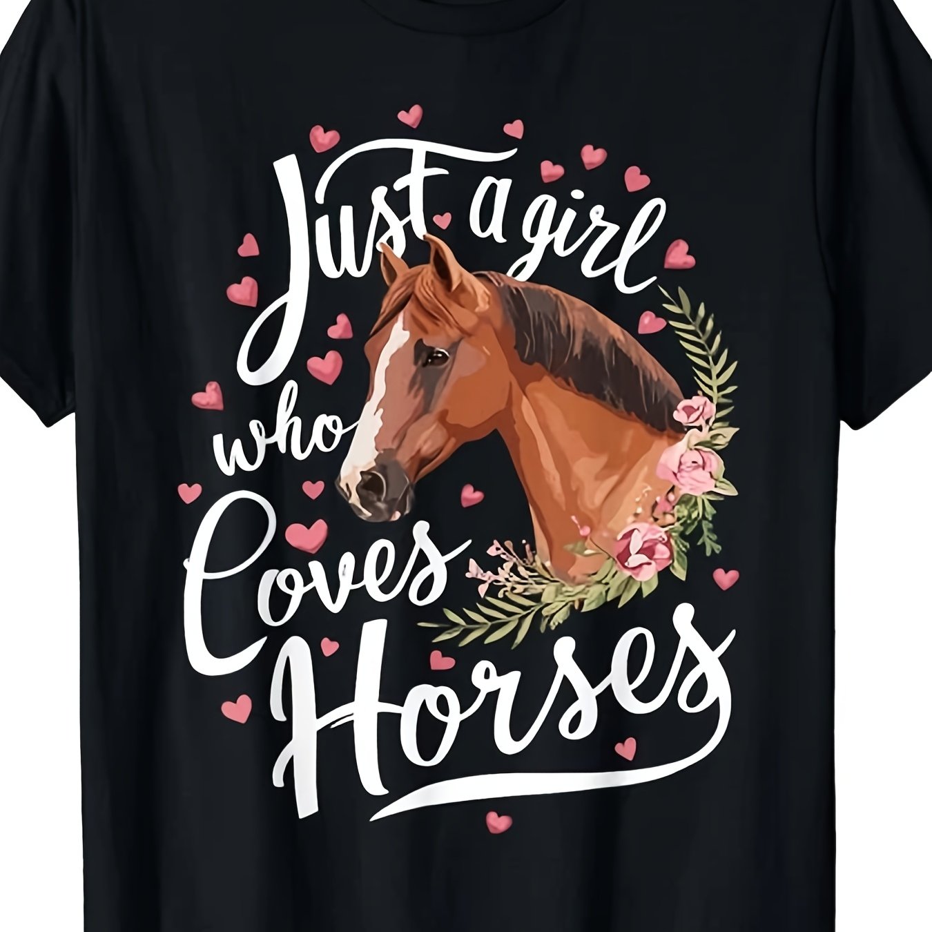 TEMU T-shirt Who Horses à manches courtes pour activités quotidiennes, col rond et épaules tombantes - T-shirt polyvalent pour hommes