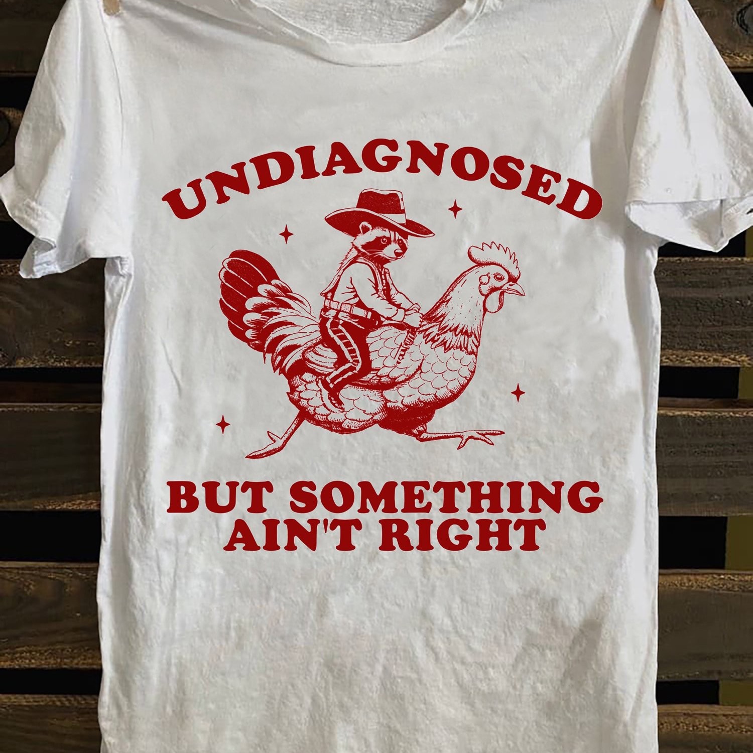 TEMU Funny Cowboy Riding Chicken T-shirt – Undiagnosed Humor Design, Short-sleeve Crew Neck Summer Style, Unisex Casual Essential, | Quirky T-shirt