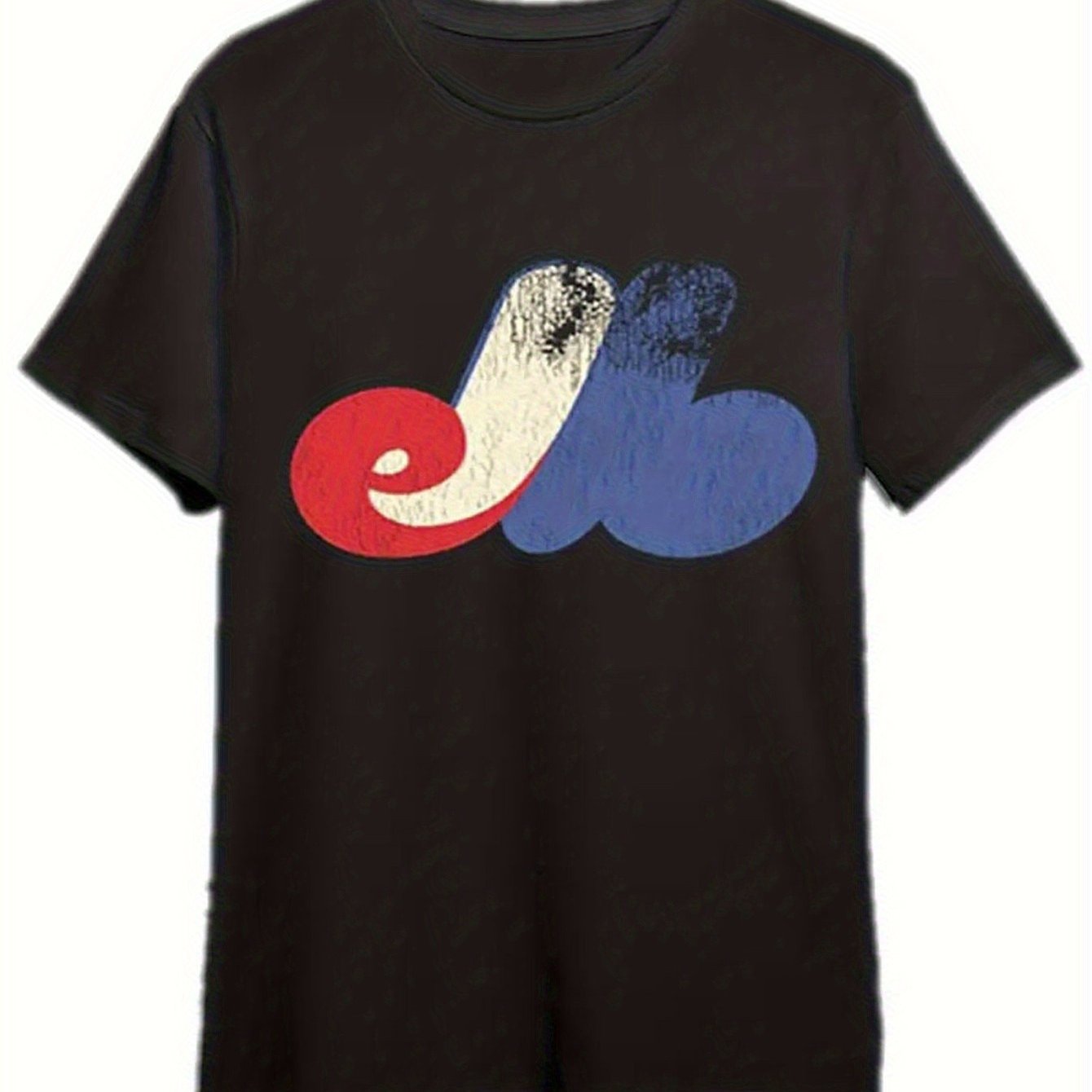 TEMU T-shirt unisexe à motif rétro (Design coloré et vibrant) – noir à manches courtes et col rond, décontracté, Confort | T-shirt à imprimé | Coupe
