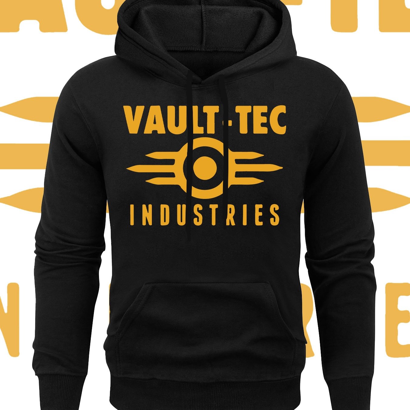 TEMU [Tendance Sweat à Capuche Épaissi] Sweat à Capuche Tendance Homme Vault Tec Logo Imprimé, Coupe Ample avec Épaules Tombantes, Épaissi pour la