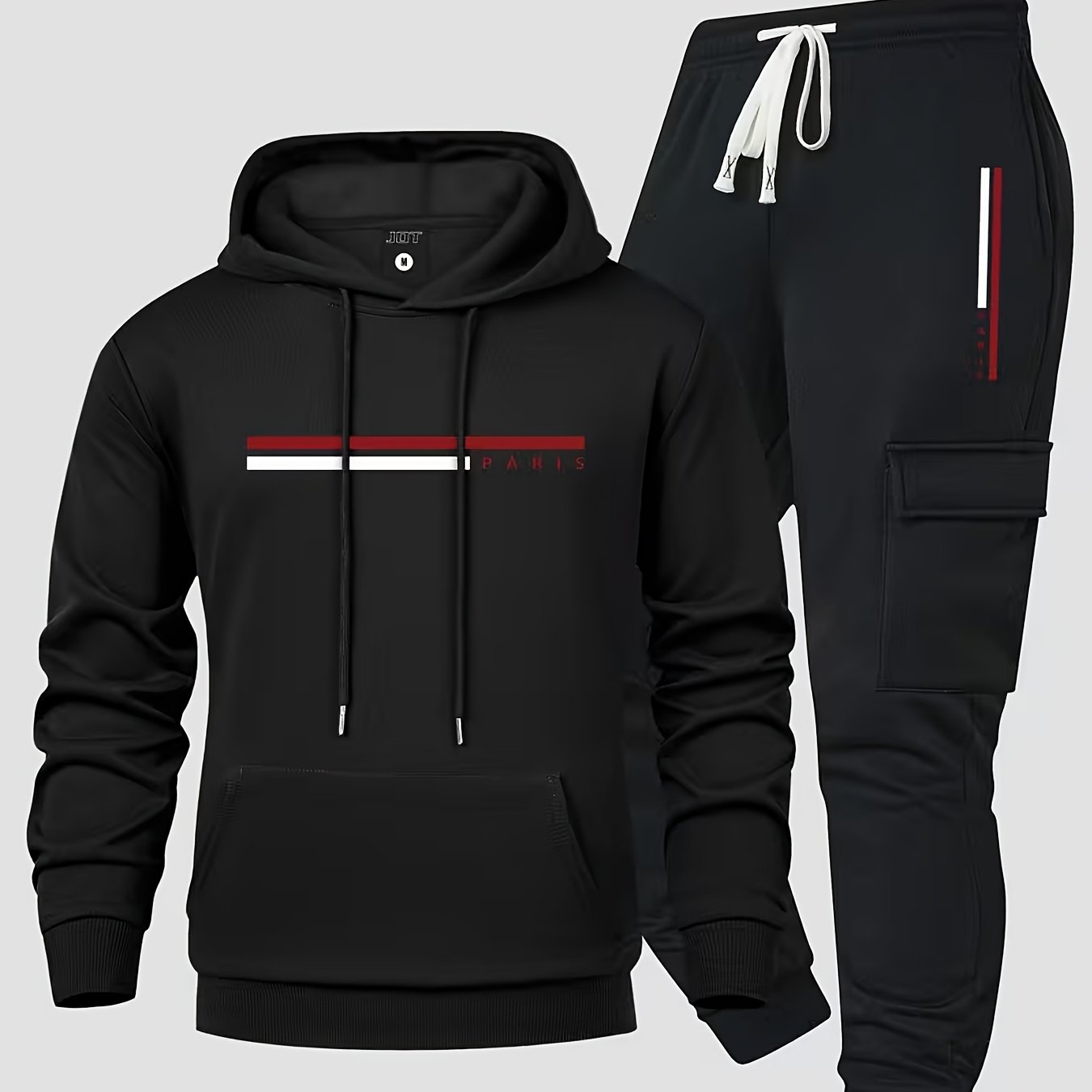 TEMU Fashion Stripes Pattern Letter Print Unisex Hooded Sweatshirt With Kangaroo Pocket & Adjustable Drawstring Hood, Soft Long Sleeve Casual