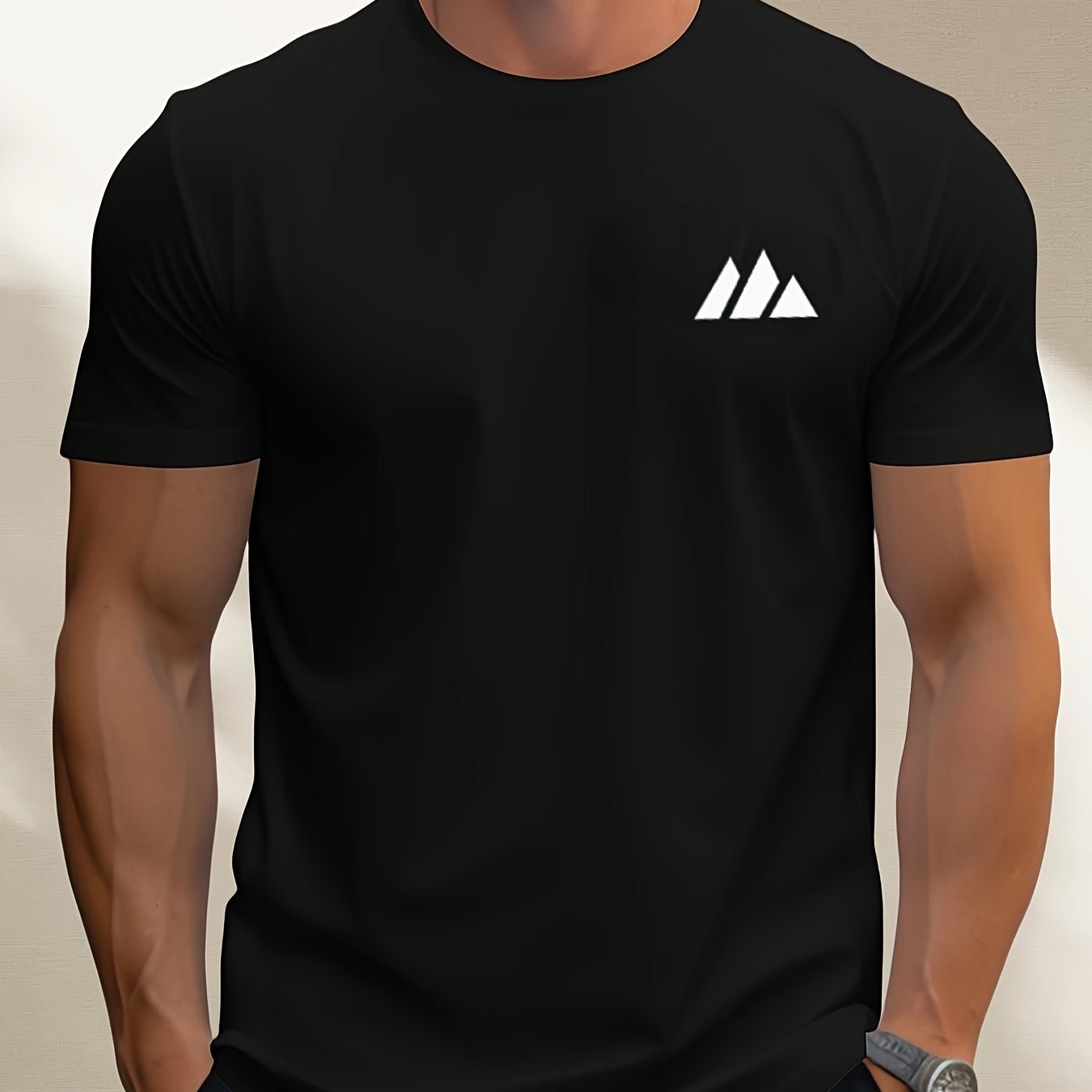 TEMU Men's Casual Sports T Shirt Graphic Print Crew Neck Machine Washable Regular Fit Outdoor And Casual Men's Sports T Shirt Comfortable Fabric