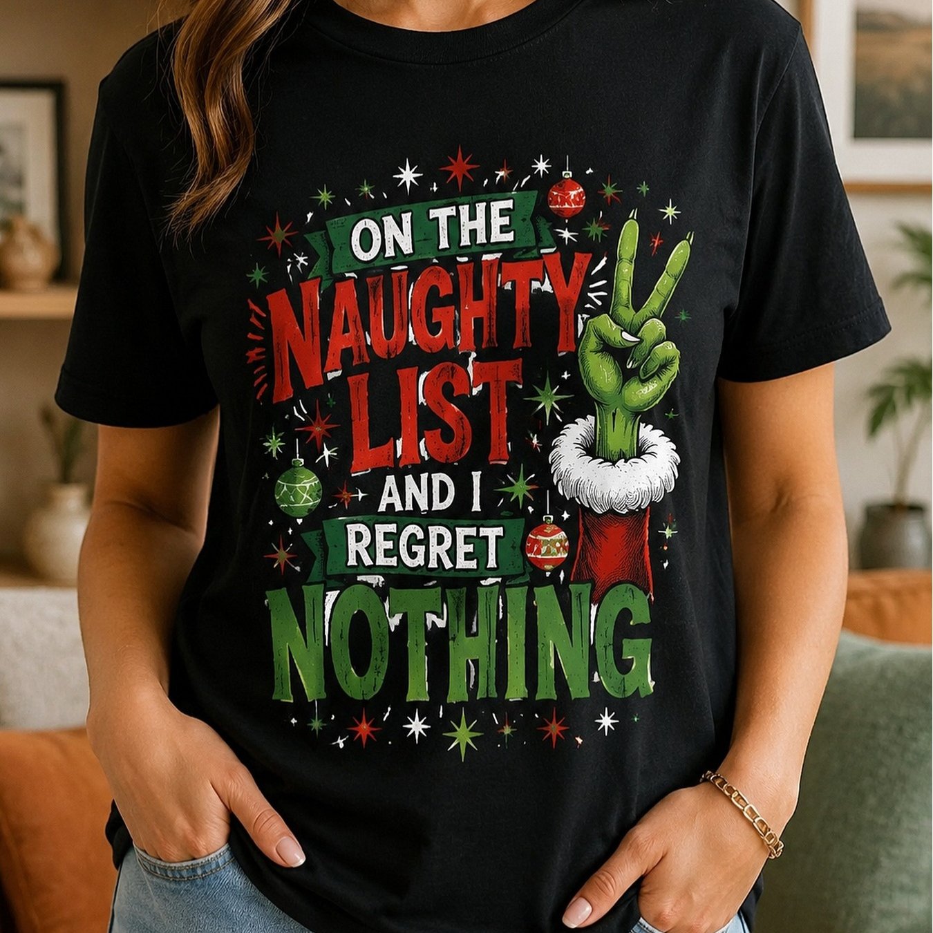 TEMU T-shirt graphique noire pour homme sur le thème de Noël " reconnaissant pour de Noël" - Design "SUR DES GARÇONS ET JE NE REGRETTE " avec texte