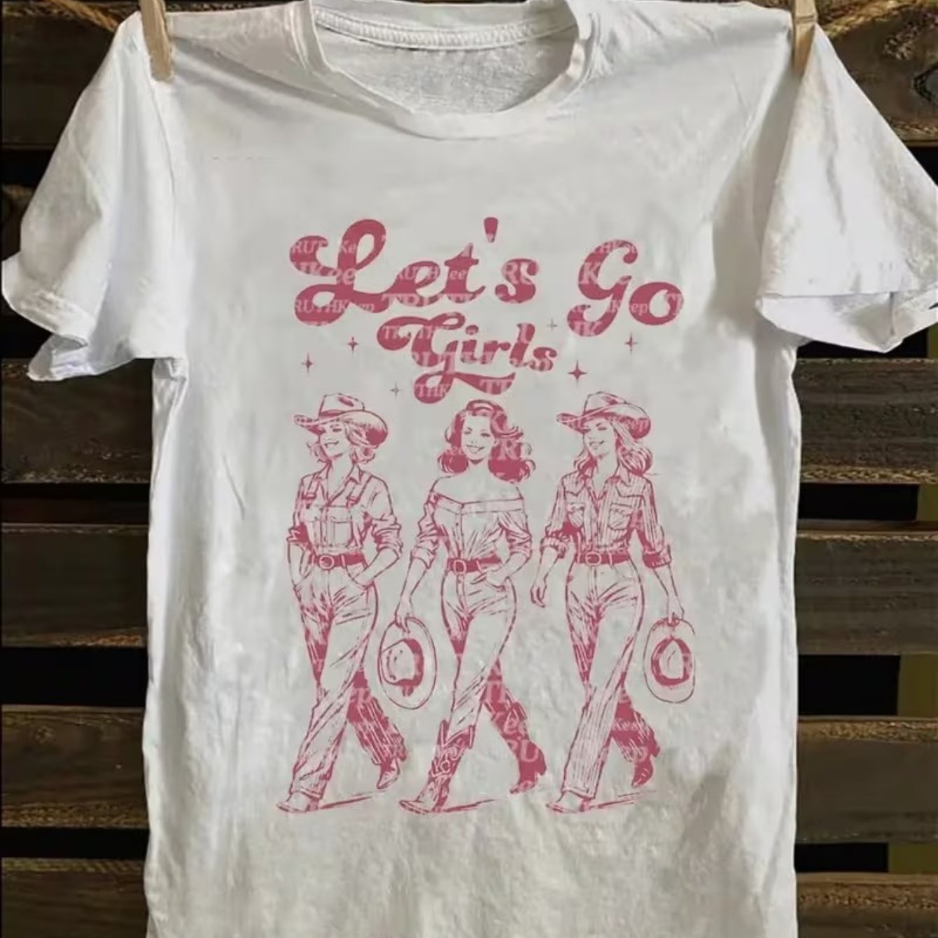 TEMU T-shirt graphique vintage unisexe ( Go Girls avec un design -girl rétro) – Blanc à manches courtes, col rond, style d'été, tendance, coupe