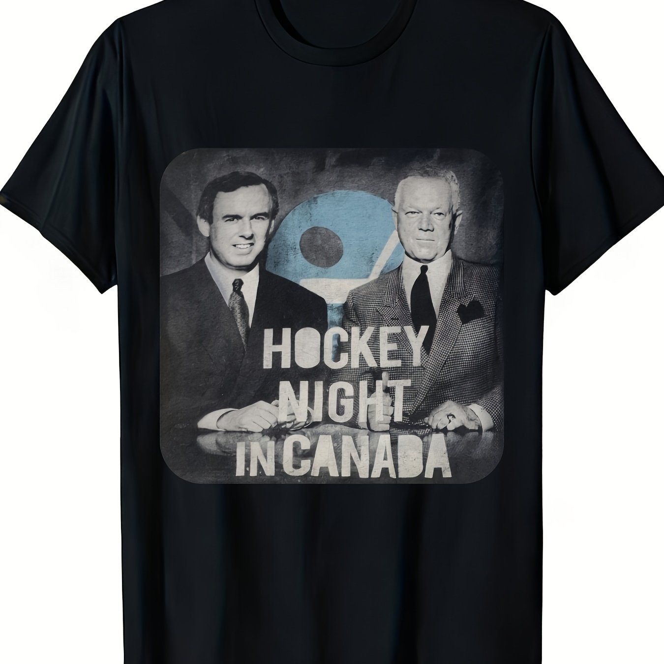TEMU T-shirt unisexe pour homme avec image de vintage de Hockey Canada, vêtement de rue décontracté toutes saisons, , , tenue quotidienne et pour les