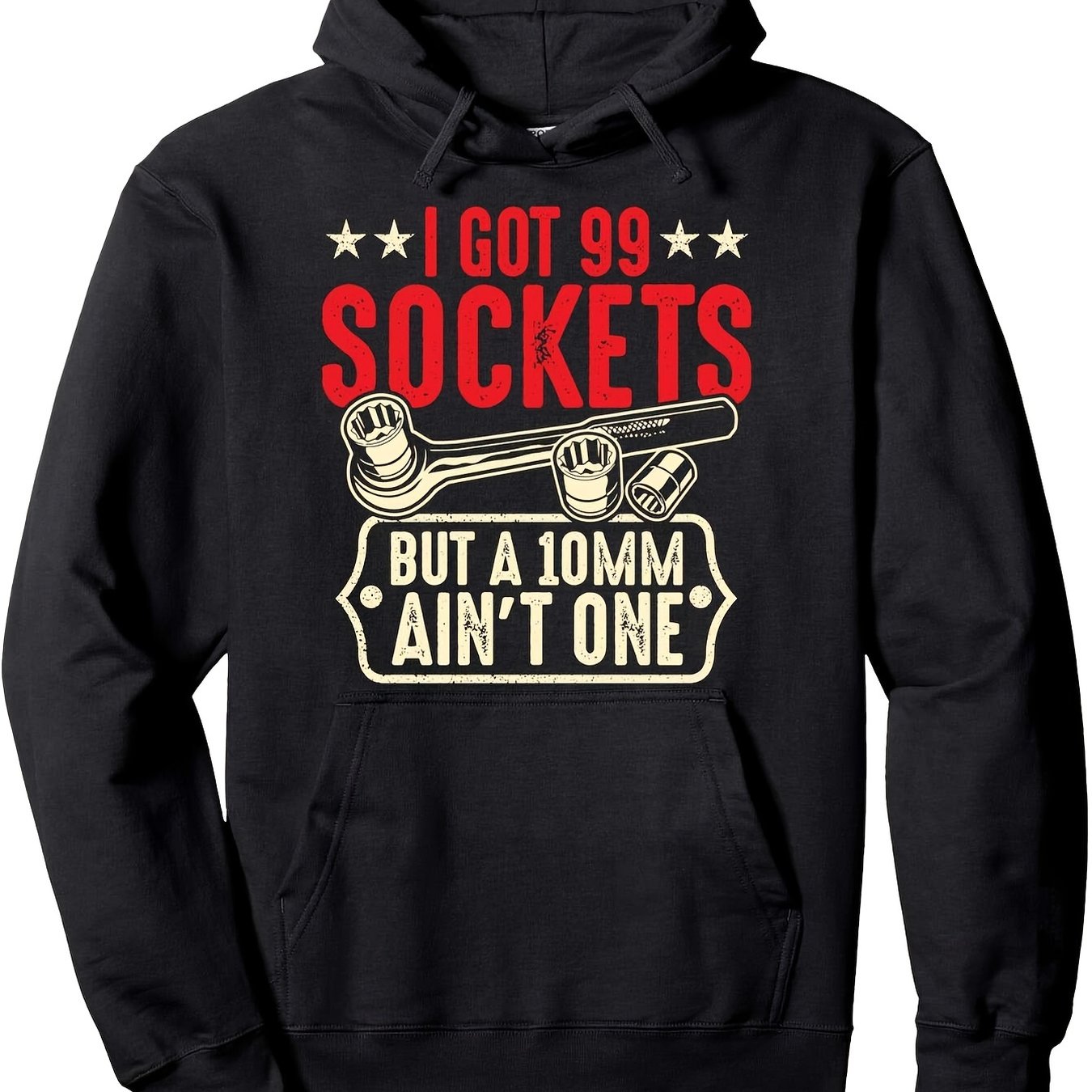 TEMU Men's 250g Printed Long Sleeve Hoodie _ 99 Sockets But A 10mm Ain't 1 Mechanic Car Garage Pullover Hoodie Gift For Men Dad Husband Grandpa S Xxl
