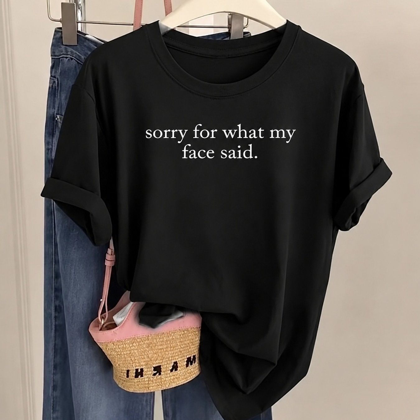 TEMU T-shirt humoristique avec « pour ce que a dit », parfait pour une tenue décontractée de tous