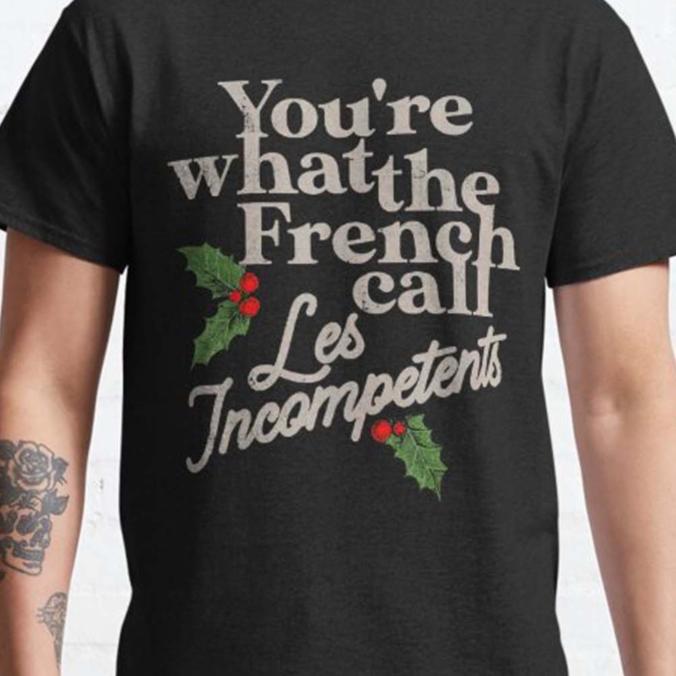 TEMU T-shirt avec amusante et motif de houx de Noël, cadeau de fêtes humoristique pour les amateurs d'humour de Noël