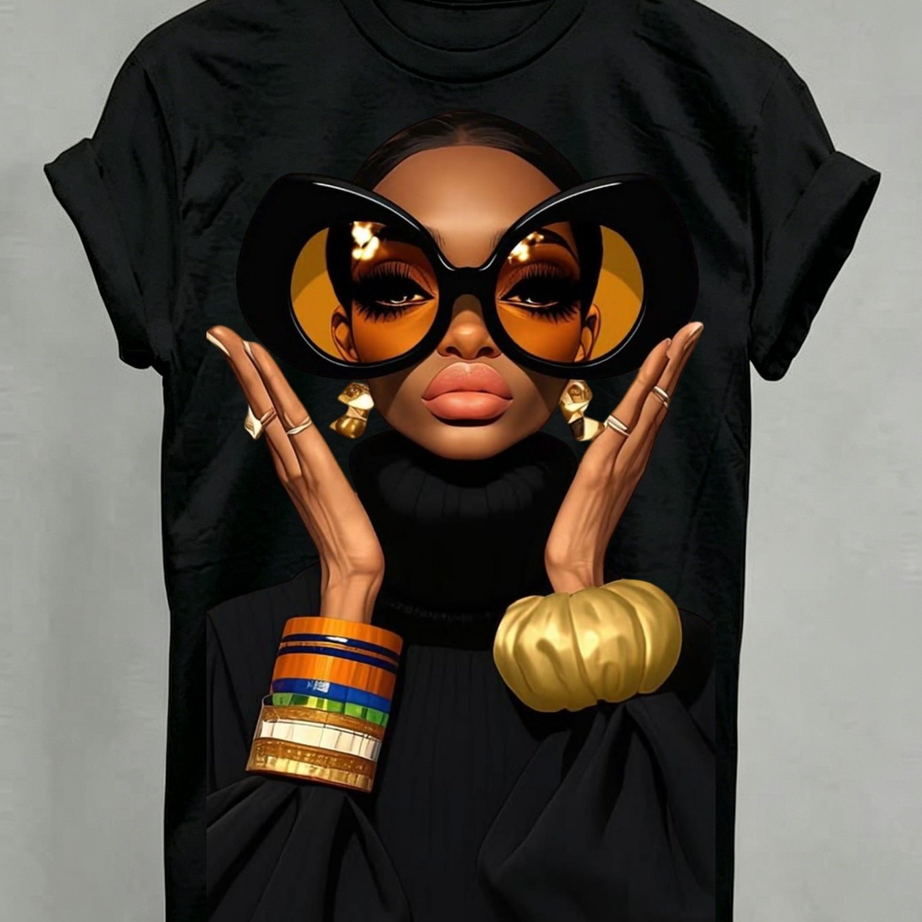 TEMU T-shirt graphique portrait de femme et pour , tenue décontractée de tous