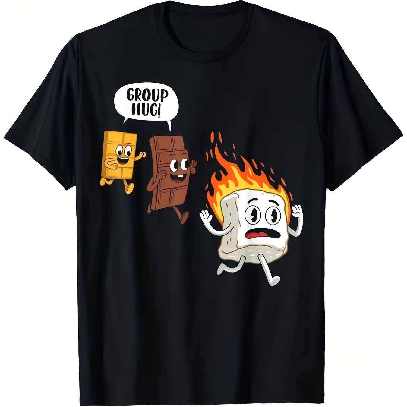 TEMU Funny S' Camping Graphic T Shirt For Men Humorous Marshmallow And Chocolate Bar Print Soft Breathable Crew Neck Moisture Wicking Outdoor