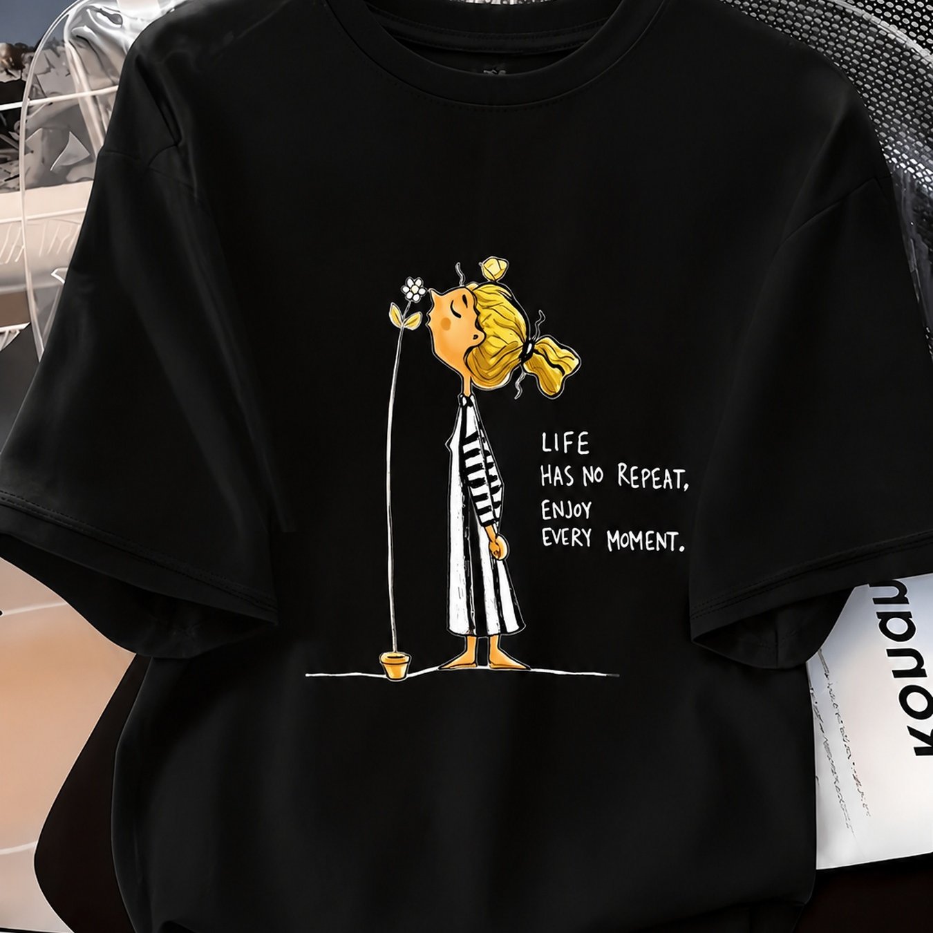 TEMU T-shirt graphique inspirant " n'a pas de répétition, profitez de chaque moment", haut décontracté pour tous