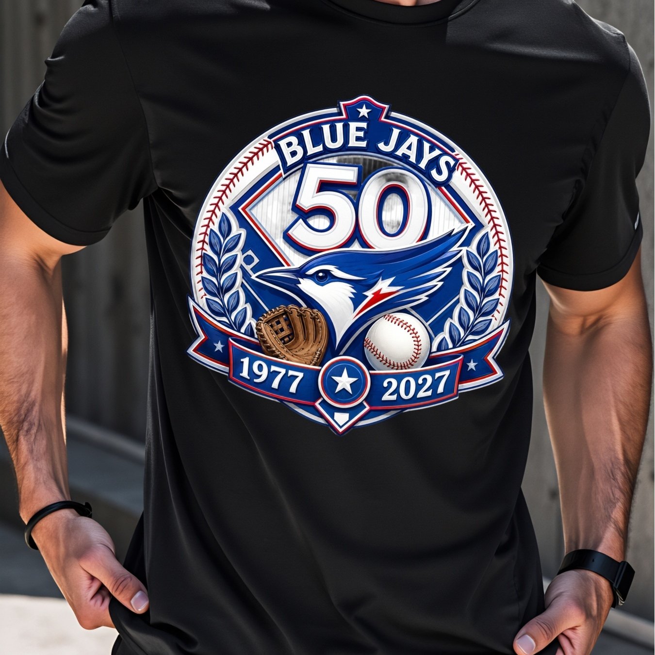 TEMU T-shirt tendance doux et confortable pour hommes, 'équipe de baseball, style vintage, 50e anniversaire 1977-2027, col rond, chemise décontractée