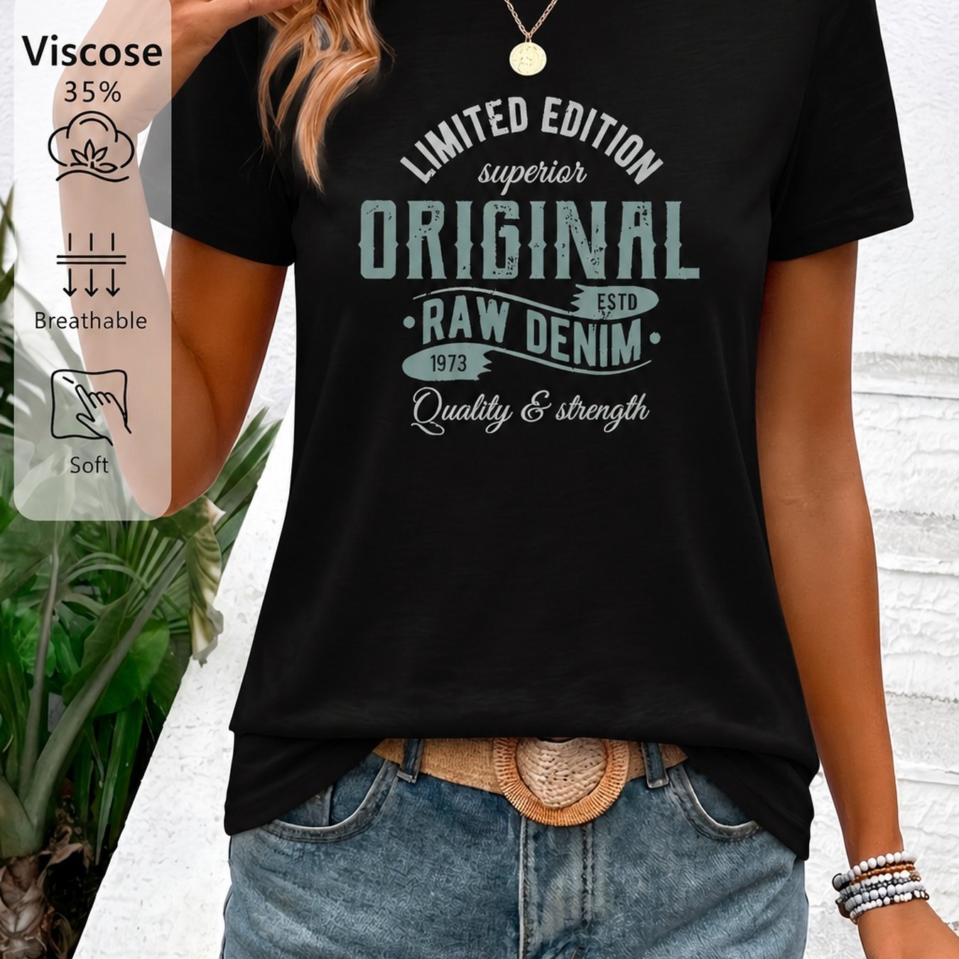 TEMU T-shirt Graphique Vintage en Denim Original en Édition Limitée, Cadeau Décontracté de Tous pour les Amateurs de Denim