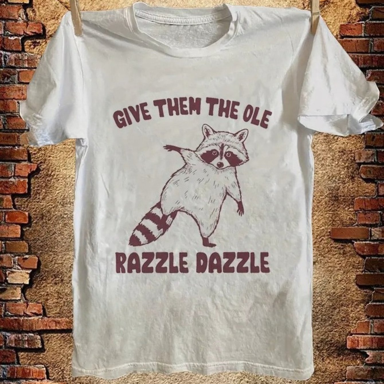 TEMU Unisex Quirky Graphic T-shirt (raccoon Dance And Text) – White Relaxed Fit Short-sleeve Tee, Summer Essential, | T-shirt | Comfortable Everyday