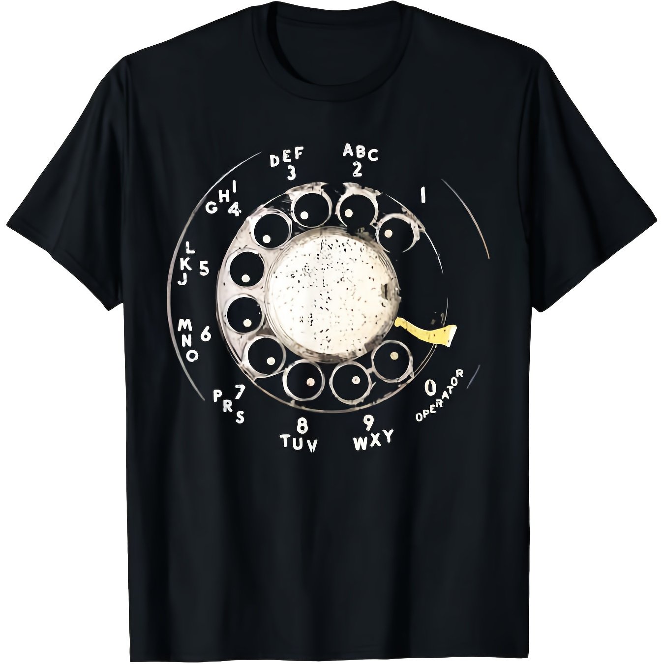 TEMU T-shirt à de téléphone vintage (Design rétro) – Noir, manches courtes, col rond, style été, décontracté unique, coupe décontractée | T-shirt à