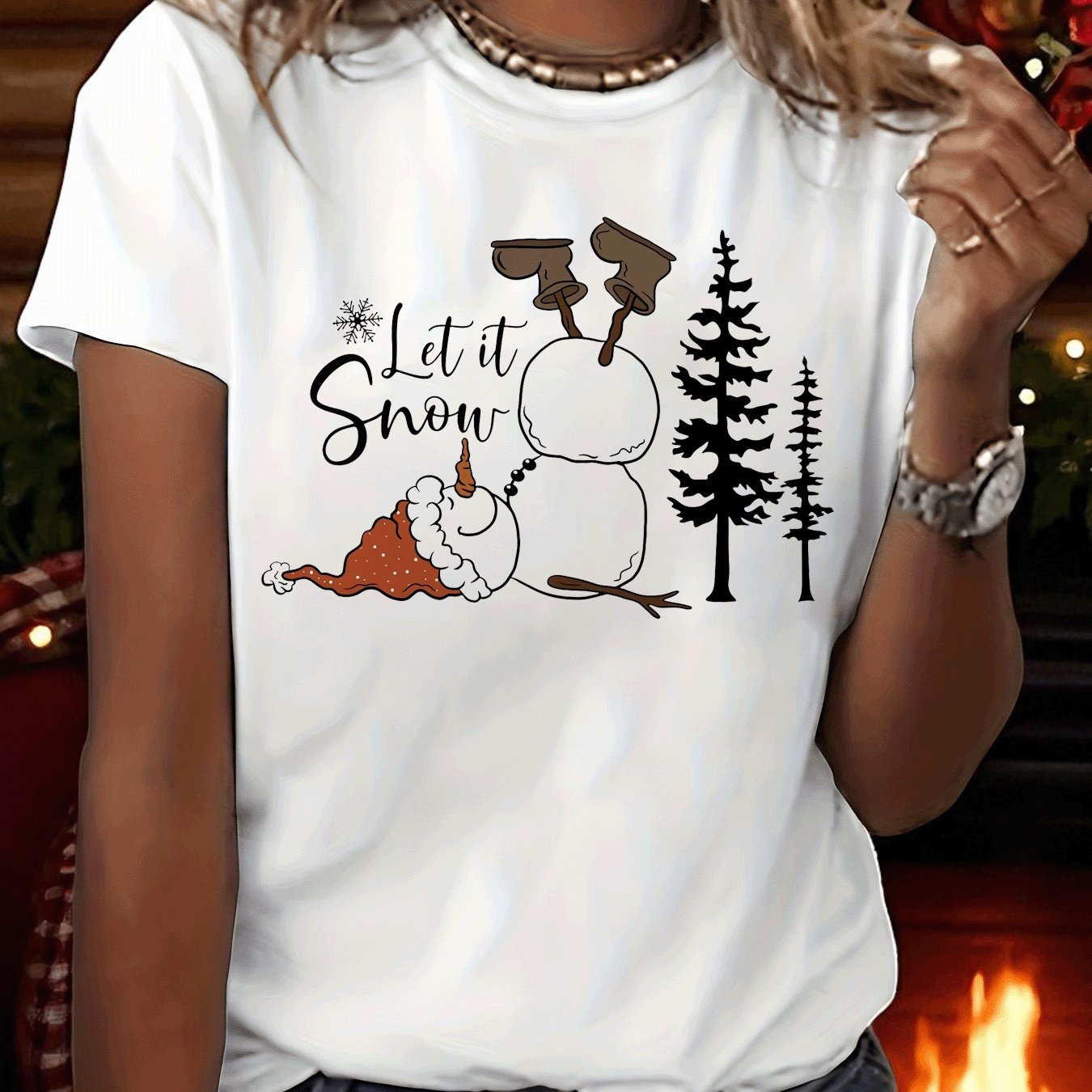 TEMU T-shirt graphique de neige « Snow », cadeau pour les amateurs d'hiver et de Noël