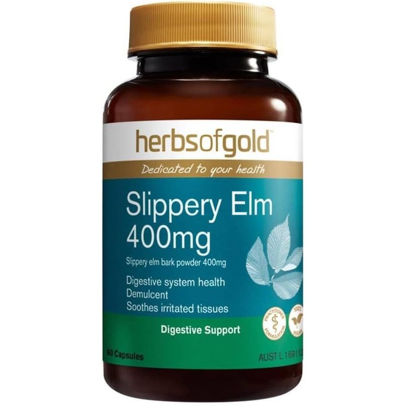 Herbs of Gold Slippery Elm 400mg 60 Capsules